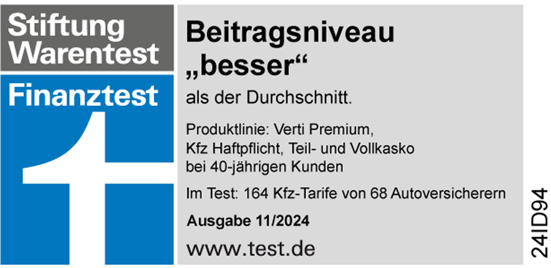 bewertungsergebnis von stiftung warentest. beitragsniveau besser als der durchschnitt